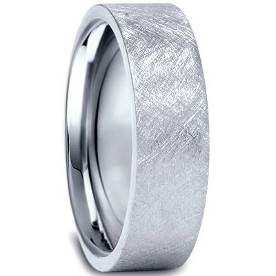 Pompeii3 950 Platinum Mens 6mm Flat Brushed Wedding Band