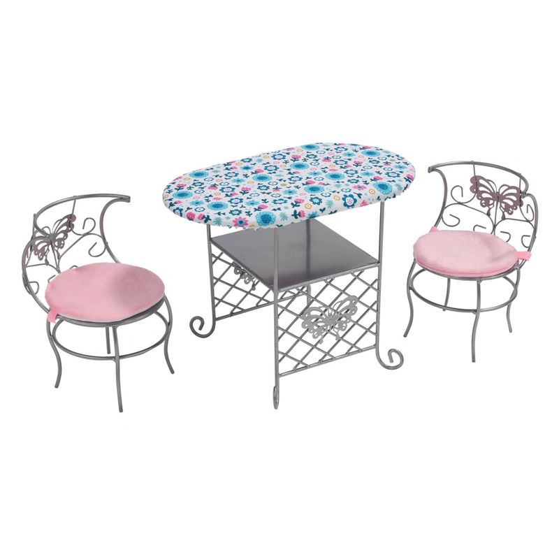 Badger Basket Tea Time Metal Doll Table and Chair Set with Accessories - Silver/Pink/Multi, 5 of 10