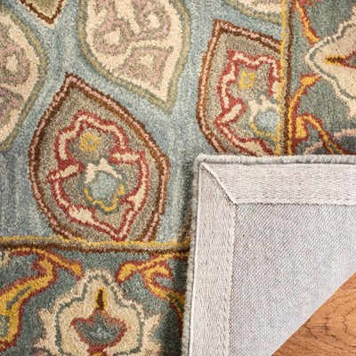 Elegant Blue-Grey Hand-Tufted Wool Square Area Rug
