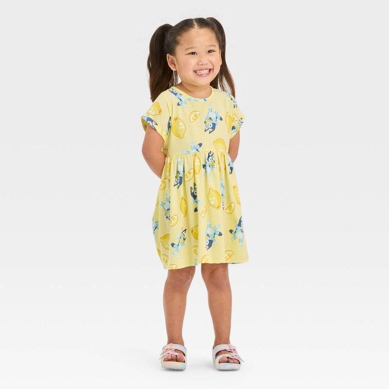 Toddler Girls' Bluey Short Sleeve T-Shirt Dress - Yellow, 3 of 6