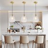POWLIG 8.27 inch Modern Gold Pendant Light with Stone-Patterned Glass Shade - Adjustable Hanging Fixture for Kitchen Island, Dining Room Lighting - 4 of 4