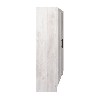 Washed White Tall Utility Storage Cabinet with Adjustable Shelving
