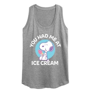 Women's Peanuts You Had Me At Ice Cream Graphic Racerback Tank - Heather Grey - X-Large - 1 of 4