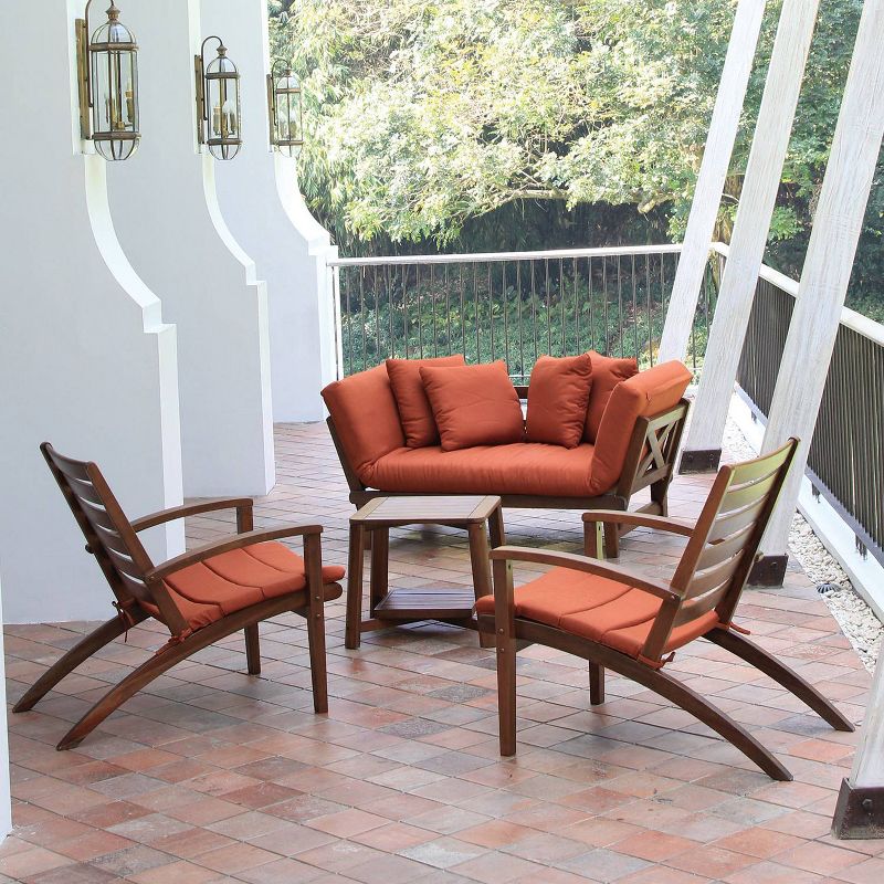 Westlake 3pc Wood Patio Chat Set with Cushion - Red Brick - Cambridge Casual, 3 of 10
