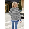 Women's Crew Neck Stripes T Shirt Long Sleeve Shirt Tops Casual Autumn Blouse - 4 of 4
