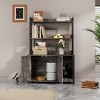 Cat Litter Box Enclosure Cabinet with 3-Tier Storage Shelves, 35.2''W Modern Hidden Cat House  for Home Organization-3irtyhousy - 3 of 4