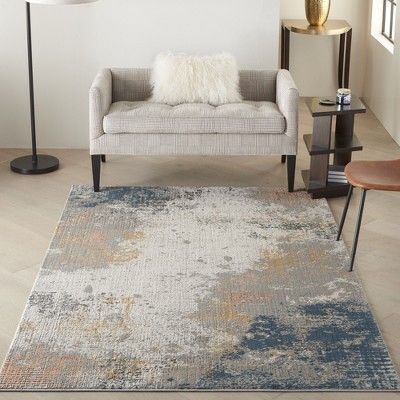 Abstract Textured Impressions 5' x 7' Easy-Care Synthetic Rug in Grey