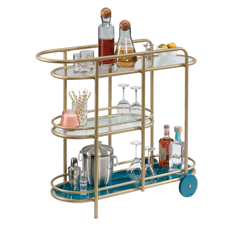 Sauder Coral Cape Metal Cart with Glass, 2 of 11