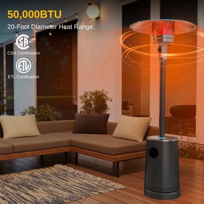 50,000 BTU Black Stainless Steel Propane Patio Heater with Table