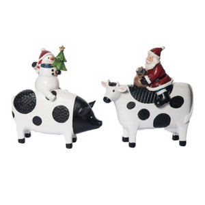 Transpac Christmas Resin Cow w/Holiday Friend Figurine Set of 2 Christmas Home Decorations - 1 of 1