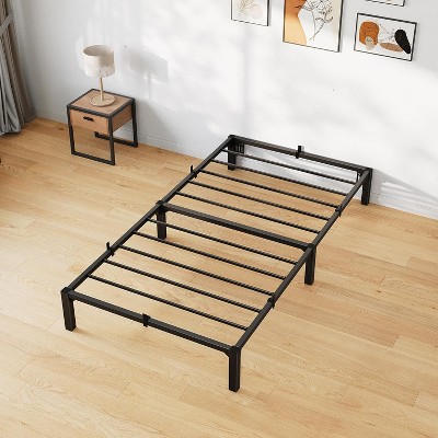 homfan Bed Frame, High Platform Bed Frame, Queen Size with Storage Space, Heavy Duty Steel Slat Support, No Screws Needed, Easy Assembly