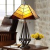 Pacific Coast Lighting 30 1/2" Tall Large Tiffany-Style End Table Lamp Pull Chain Brown Bronze Finish Metal Single Amber Art Glass Shade Living Room - 2 of 4