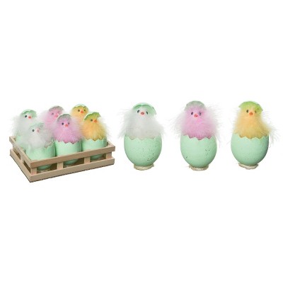 Transpac Foam 9 in. Multicolor Easter Hatching Chicks In Display Set of 6