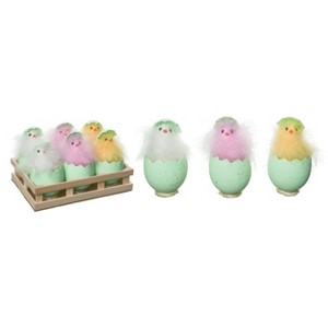 Transpac Foam 9 in. Multicolor Easter Hatching Chicks In Display Set of 6 - 1 of 4