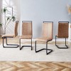 DOMETOUR Modern Dining Chairs, Tech Cloth High Back Upholstered Side Chair with Black Metal Legs, Set of 4, Brown - 3 of 4
