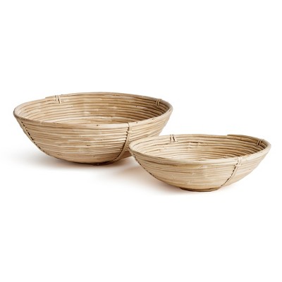 Plum & Post Cane Rattan Low Bowl St/2