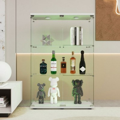 Syemin Decorative Storage Cabinets Glass Storage Cabinet, Glass Display Cabinet 4-Shelf, Glass Display Storage Cabinet, White, 30.91"*13.58"*49.29"