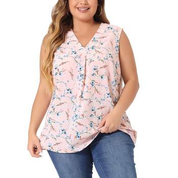 Agnes Orinda Women's Plus Size Spring Outfits Casual Floral Sleeveless Tank Tops