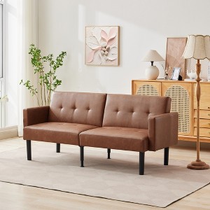 COZONY 75.5" PU Leather Double Sofa Bed, 3-Position Recliner, Off-Floor Easy-Clean Design, Modern for Living Room/Office - 1 of 4