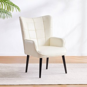 CAVINAS PU Leather Accent Chair with High Backrest and Wooden Leg,Mid-Century Upholstered Living Room Chairs,Reading Chairs for Living Room - 1 of 4