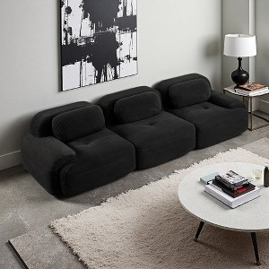 Corduroy 3-Seater Modular Sofa with Curved Arms & Anti-Slip Base - 1 of 4