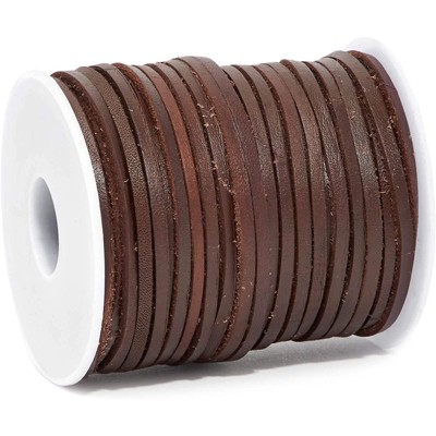 30.5 Yards, 2.8mm Genuine Leather Cord String Rope Thread Flat Roll for Jewelry Making Lacing Bracelet Necklace Beading DIY Crafts, Dark Brown