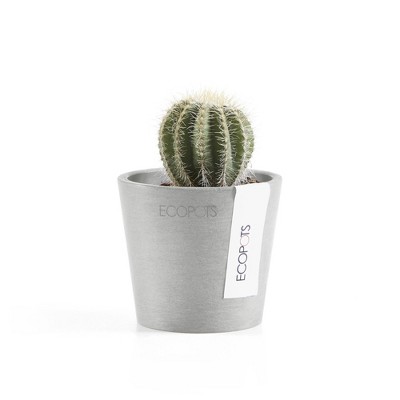 Modern Round Frost-Resistant Gray Recycled Plastic Planter