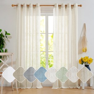 Deconovo 2 Panels Linen Look Full Blackout Curtains with 8 Grommets, Thermal Drapes - 1 of 4