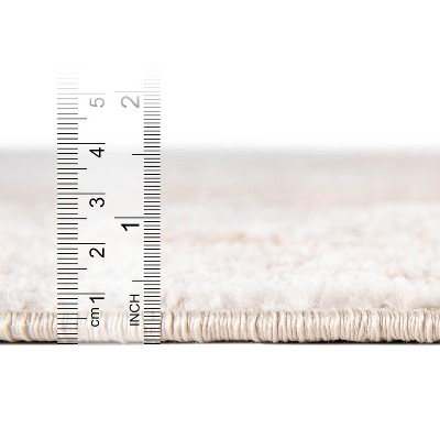 Beige Floral Rectangular Stain-Resistant Synthetic Area Rug