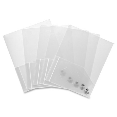 Business Source Portfolio 2-Pocket 60 Sht Cap 8-1/2"x11" 5/PK Clear 78499