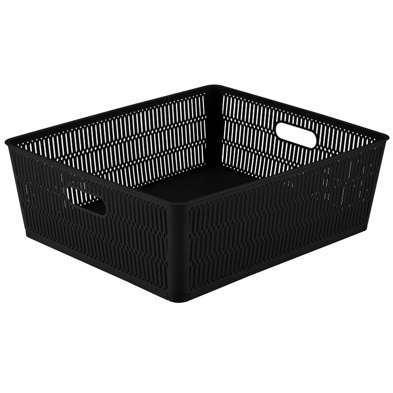 Simplify 2pk Large Slide and Stack Storage Shallow Totes Black, 3 of 13