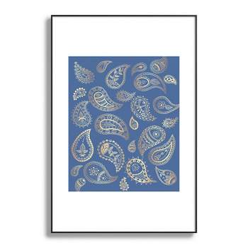 Cynthia Haller Classic blue and gold paisley Metal Framed Art Print - Deny Designs