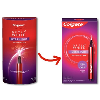 Colgate Optic White Overnight Teeth Whitening Pen, Teeth Stain Remover to Whiten Teeth, 35 Nightly Treatments, Hydrogen Peroxide Gel - 0.08 fl oz