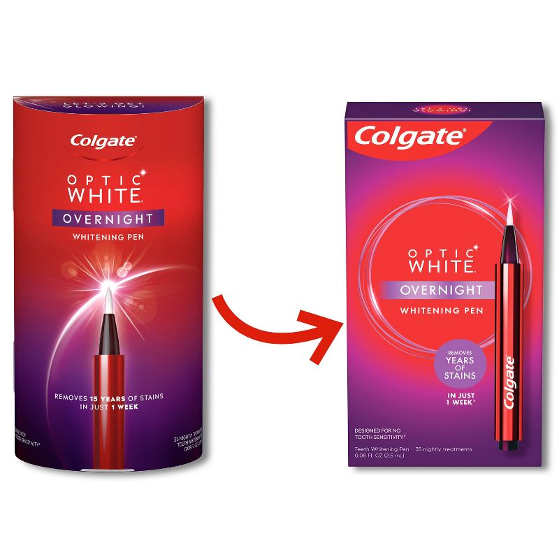 Colgate Optic White Overnight Teeth Whitening Pen, Teeth Stain Remover to Whiten Teeth, 35 Nightly Treatments, Hydrogen Peroxide Gel - 0.08 fl oz, 3 of 10