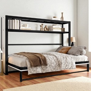 Twin Size Murphy Bed with Foldable Wall Design and Built-in Shelf,Metal Space-Saving Bed Frame for Guest Room or Office,kids bed - 1 of 4