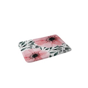 Deny Designs Marta Barragan Camarasa Big Watercolor Flowers Bath Rug Pink : Microfiber, Machine Washable, Non-Slip Backing - 1 of 3