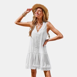 Women's Boho Chic Lace Trim Tiered Cover-up Dress - Cupshe - 1 of 4