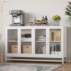 55" Modern Sideboard Buffet with Power Outlet & LED Lights - 4-Door Storage Cabinet with Adjustable Shelves - 2 of 4
