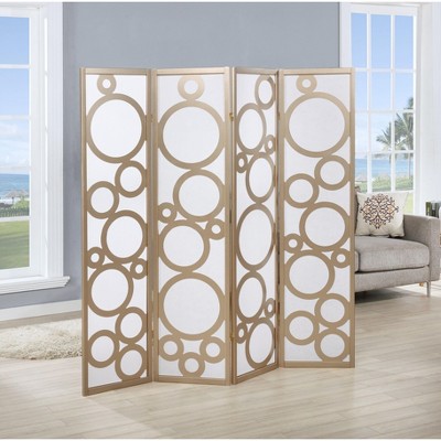 NicBex 4-Panel Room Divider for Home, Divider for Room Separation, Modern Folding Fabric Privacy Screen with Circle Pattern for Home & Office