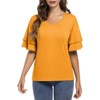 Coolmee Women's Blouses Ruffle Sleeve T Shirts V Neck Double Tiered Bell Sleeve Top - 2 of 4