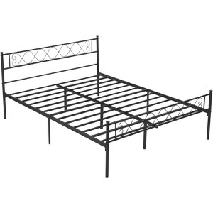 Bed Frame with Headboard and Footboard Featuring Iron Heart Design, Platform Bed for Boys and Girls, No Box Spring Needed, Easy Assembly - 1 of 4