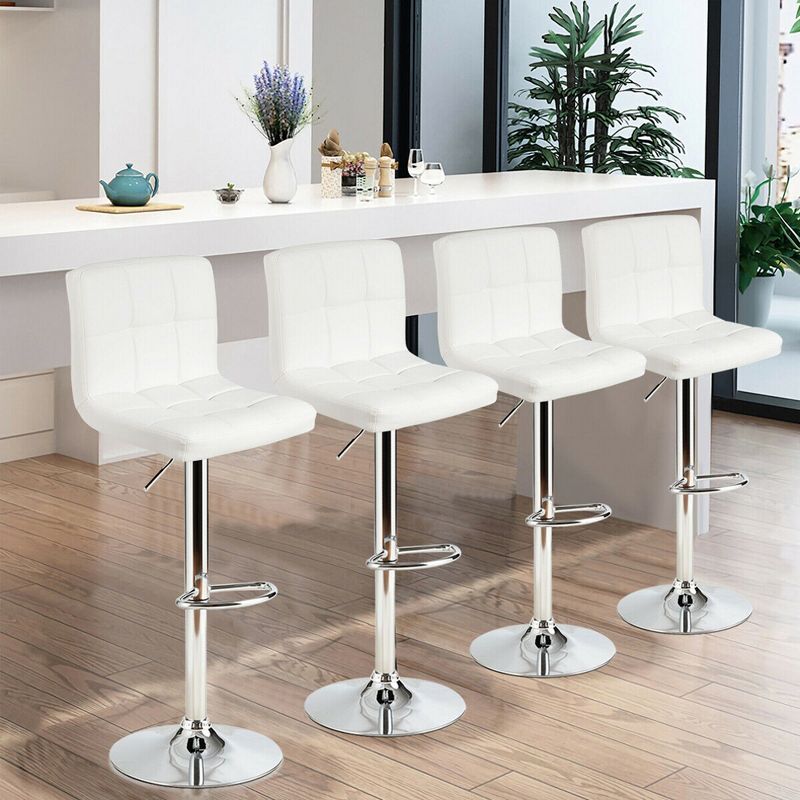 Costway Set of 4 PU Leather Bar Stool Swivel Bar Chair w/ Adjustable Height, 3 of 11