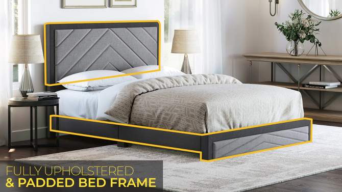 Blake Chevron Stitched Upholstered Platform Bed - Eco Dream, 2 of 9, play video