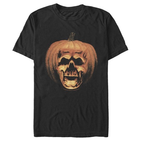 Men's Halloween Ii Skeleton Carved Pumpkin T-shirt - Black - 5x