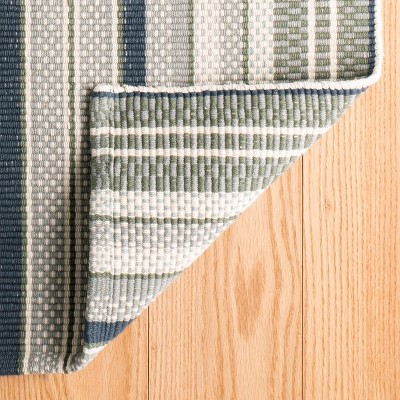 Ivory and Dove Gray Striped Handwoven Cotton Area Rug, 2' x 3'