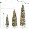 ORRD Set of 3 Pre-Lit Flocked Pencil Christmas Trees, 8FT 6FT 4FT Slim Fir Trees with 290 LED Lights - 3 of 4