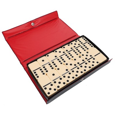 Ivory Double 6 Dominoes Set with Black Vinyl Case