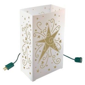 Lumabase 10ct Electric LED Luminaria Kit Gold Star - 1 of 4