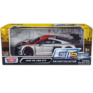 Audi R8 LMS GT3 Silver Metallic with Graphics "GT Racing" Series 1/24 Diecast Model Car by Motormax - 1 of 3