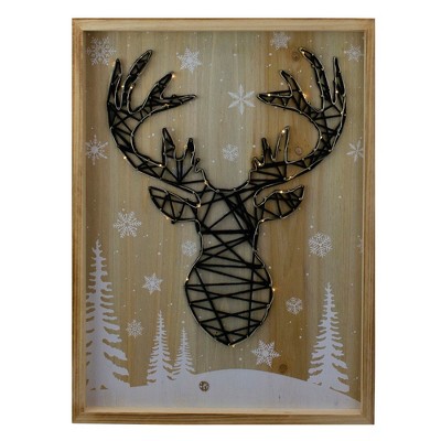 Northlight 15.75" Lighted Wooden Reindeer String Art Christmas Wall Hanging